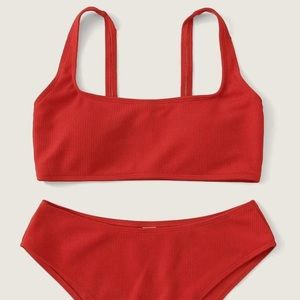 Red High Waisted Bikini Set